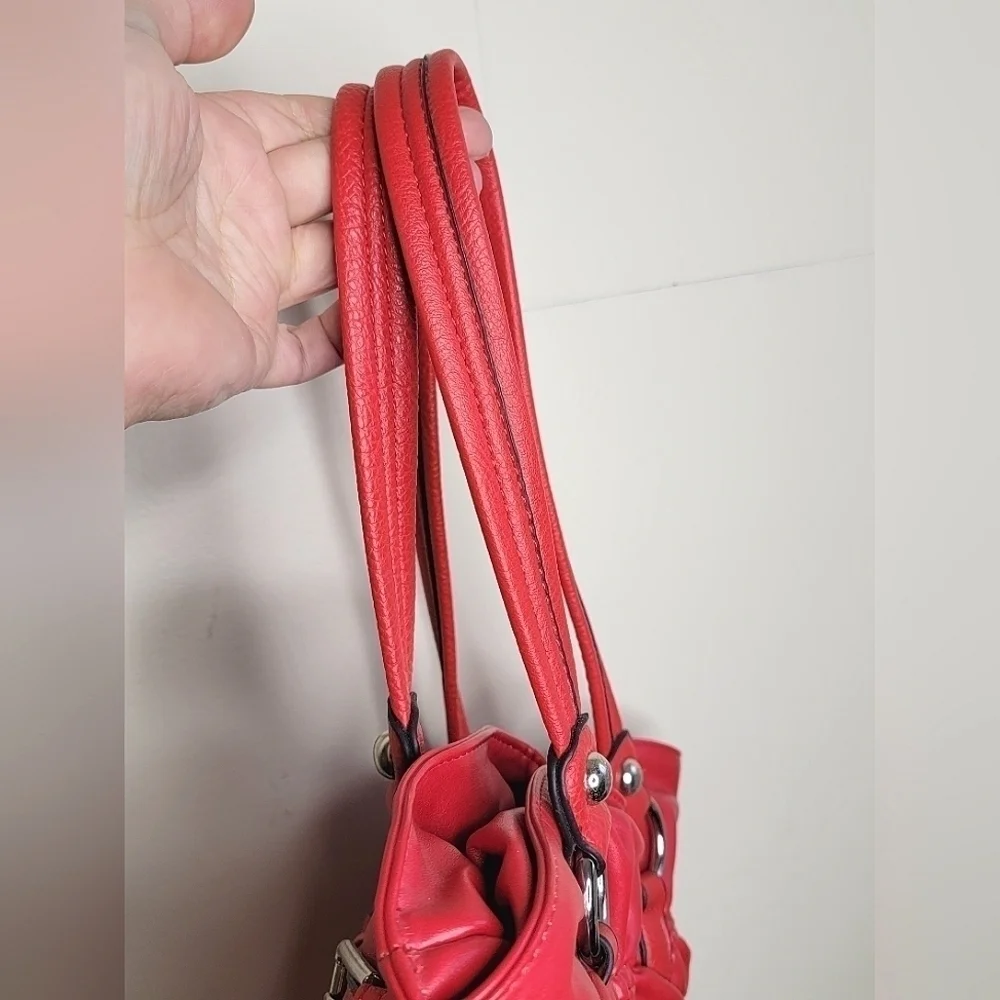 Wilson Leather Red‎ Quilted Hobo Buckle Bag Purse